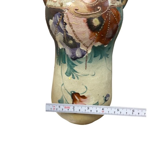 Art Nouveau Amphora style vtg floral beaded teplitz 11 vase SKU 9813